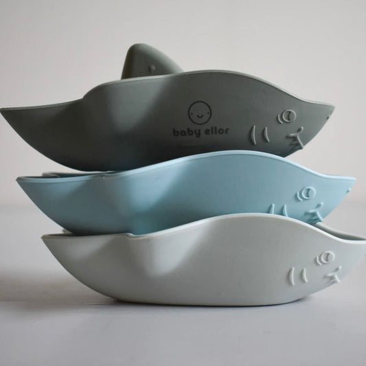 Silicone Stacking Shark Boats, Blue