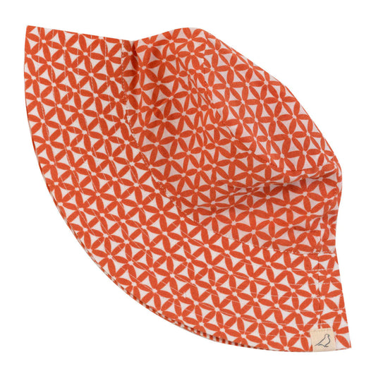 Reversible Sun Hat, Block Print Orange