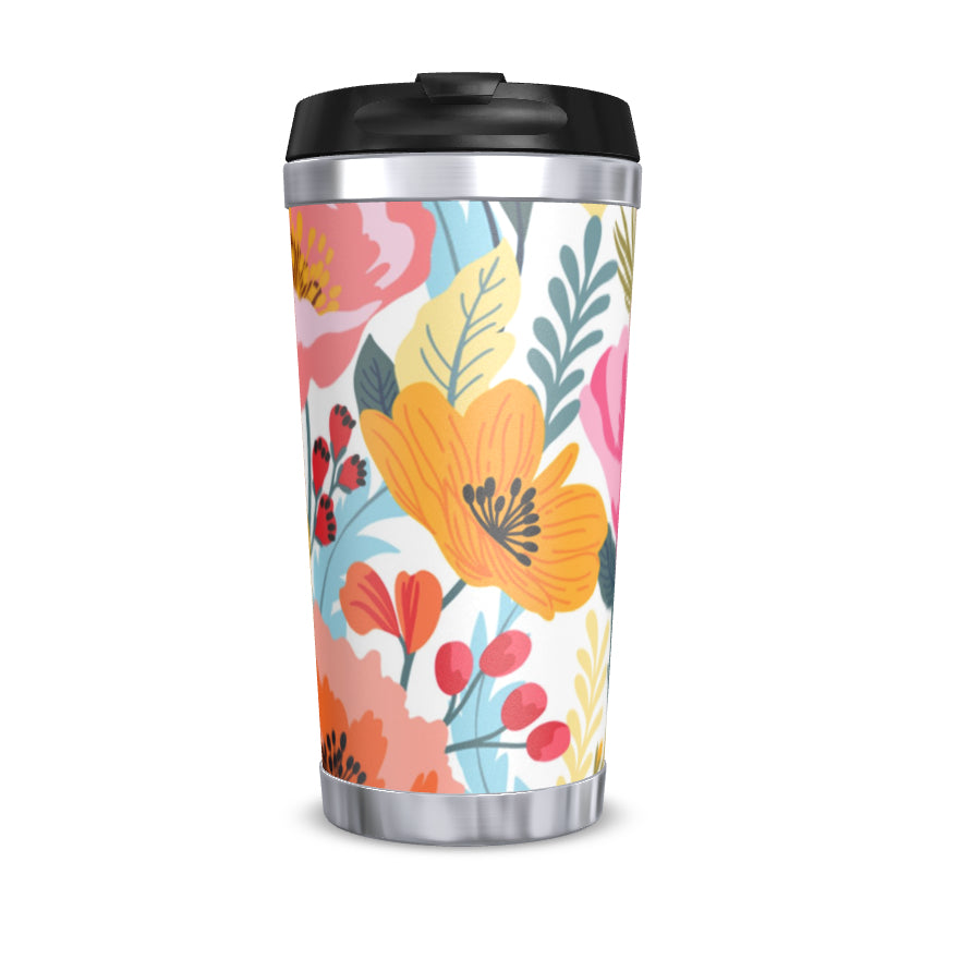 Reusable 450ml Travel Brew Cup, Flowers