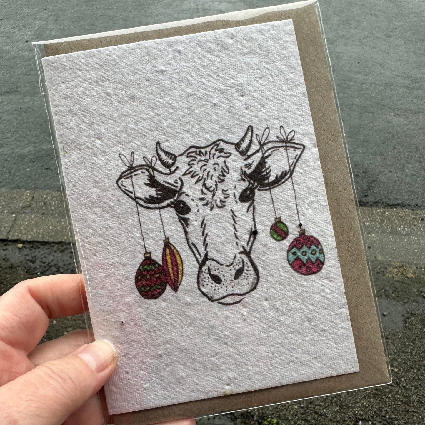 Seed Paper Christmas Card, Christmas Cow