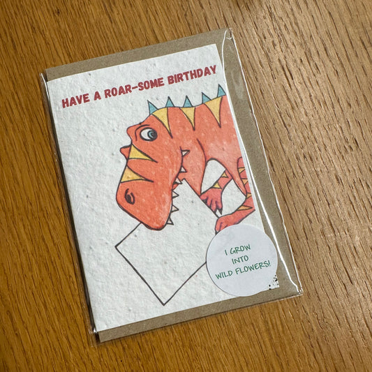 Seed Paper Greeting Card, Roar-Some Birthday *Personalise