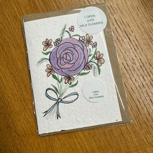 Seed Paper Greeting Card, Lilac Rose Blank