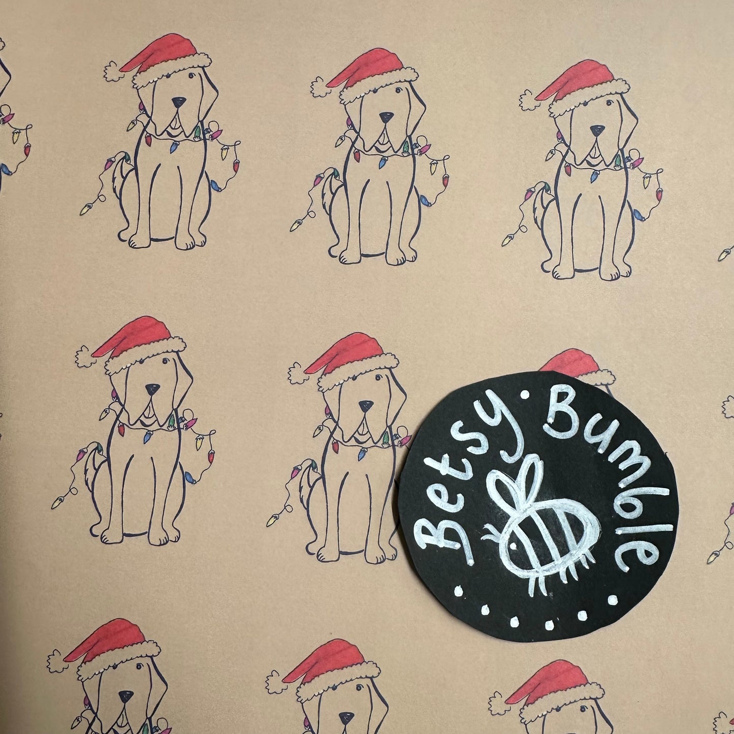 Recycled Single Sided Wrapping Paper, 700 x 500mm, Christmas Labrador