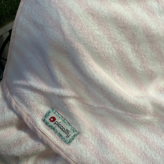Big Hooded Wrap Towel, Pink/White Stripe *sample