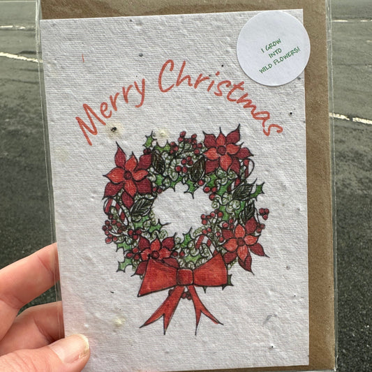 Seed Paper Greeting Card, Christmas Wreath