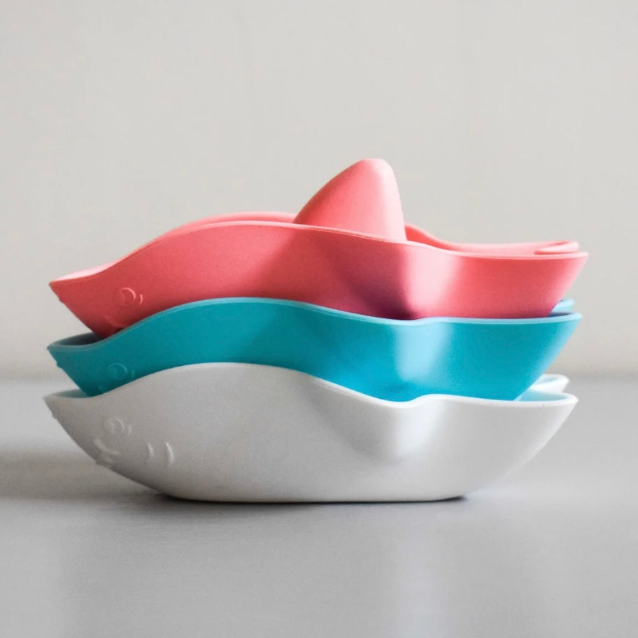 Silicone Stacking Shark Boats, Pink