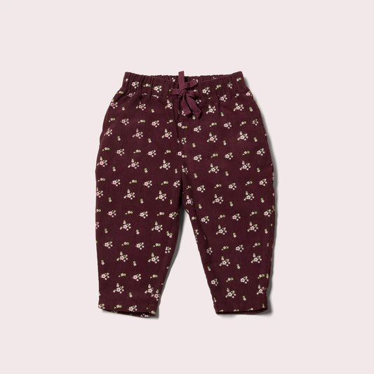 Plum Flowers Cord Comfy Trousers