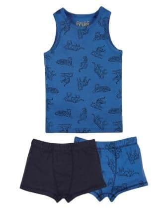 Vest & Boxer 3 Piece Set, Colbalt Tiger