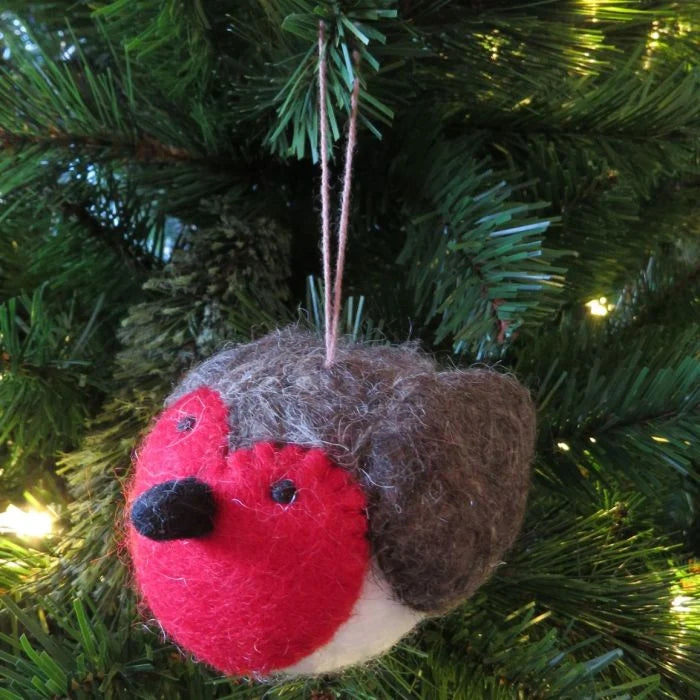 Handmade Rosie Robin Needle Felt Hanging Christmas Tree Decoration