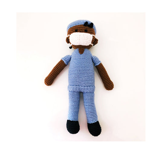 Baby Soft Toy Rattle, Nurse In Scrubs Blue