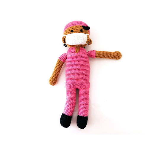 Baby Soft Toy Rattle, Nurse In Scrubs Pink
