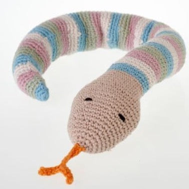 Baby Soft Toy Rattle, Pastel Snake