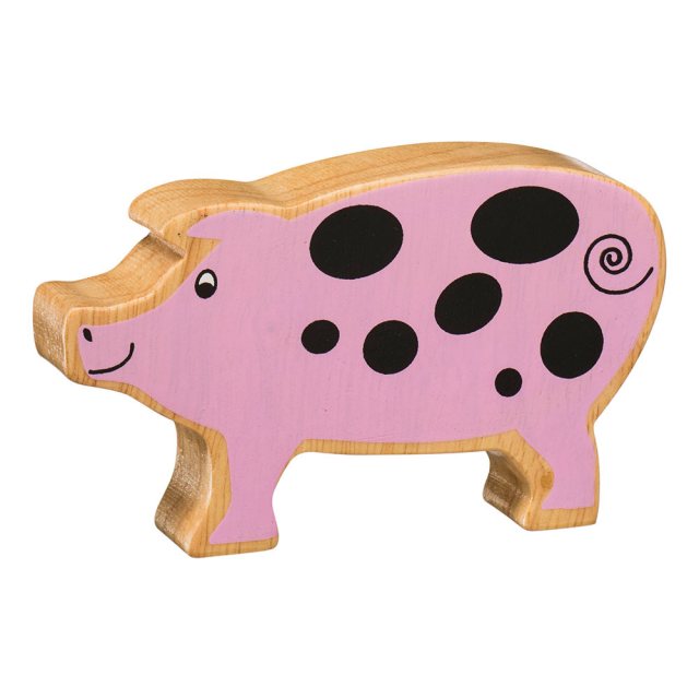 Natural Wooden Pink Pig