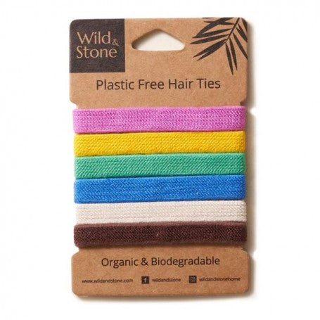 Plastic Free Hair Ties - 6 Pack - Multi Coloured