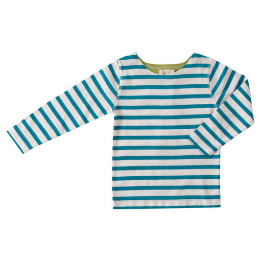 Long Sleeved T-Shirt, Breton Stripe White Blue