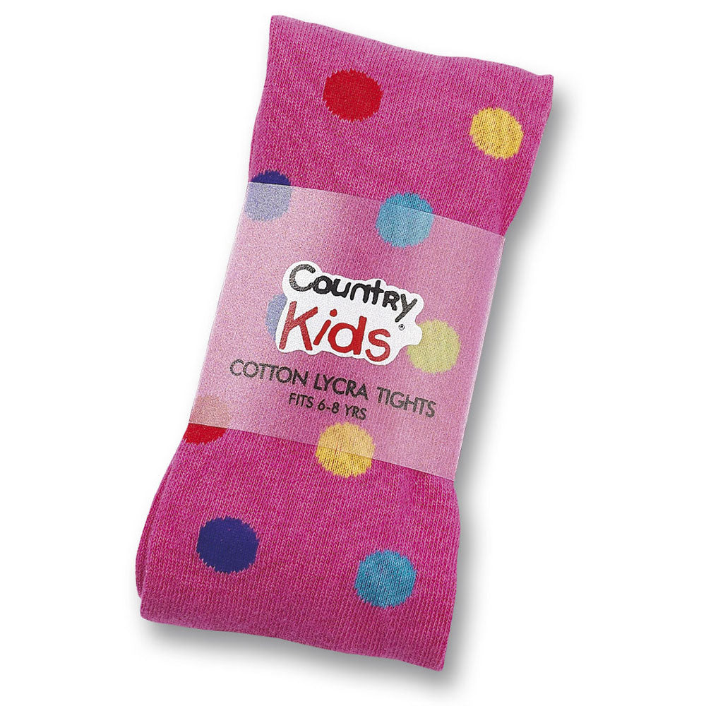 Luxury Cotton Tights, Dot Hot Pink