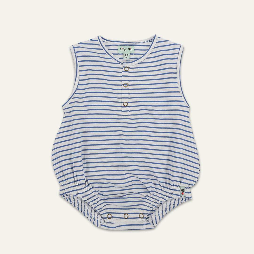 Stripe Bubble Romper, Blue