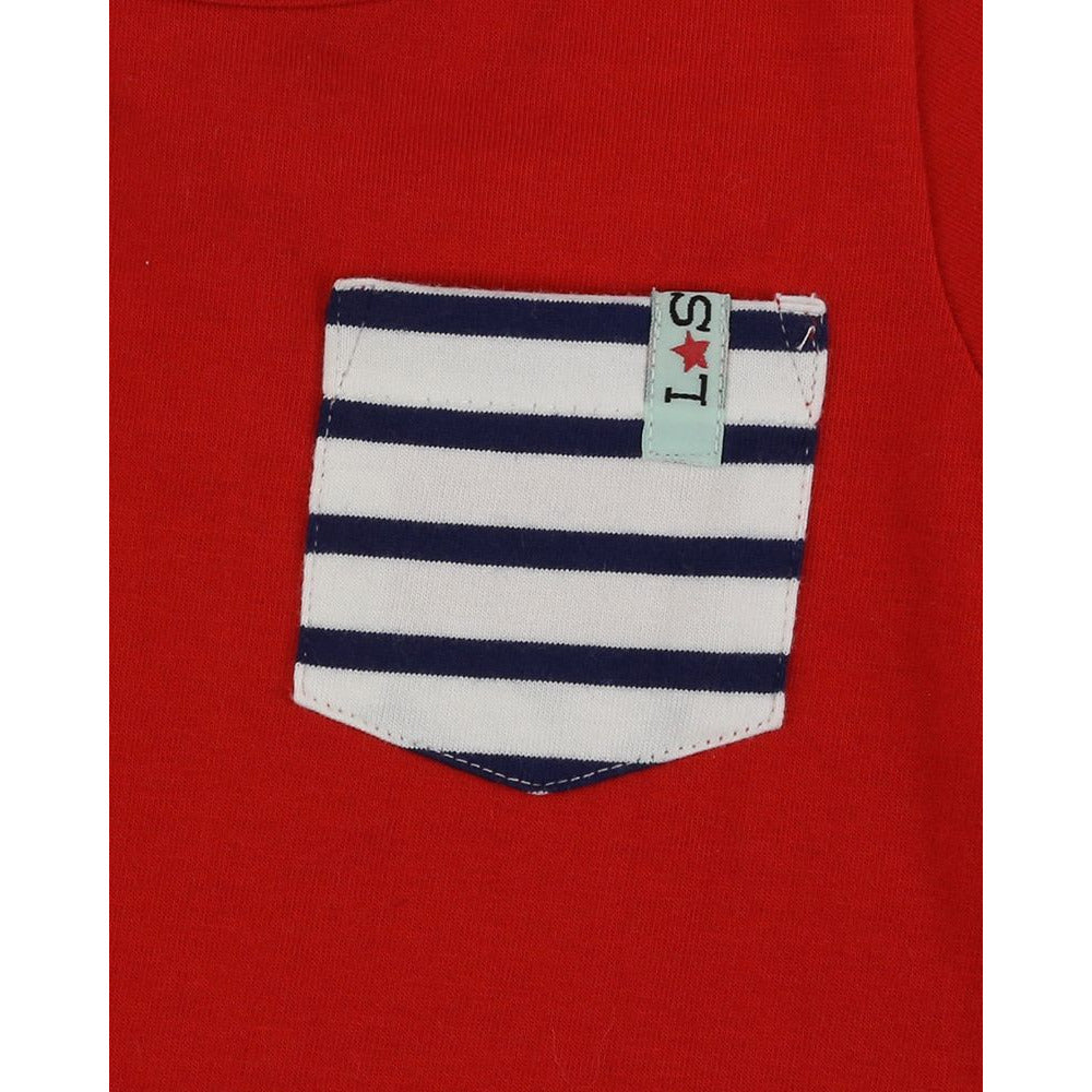 Stripe Pocket Top, Red