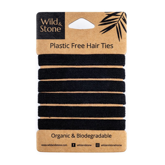 Plastic Free Hair Ties - 6 Pack - Black
