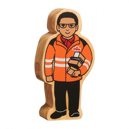 Natural Wooden Orange & Black Delivery Person