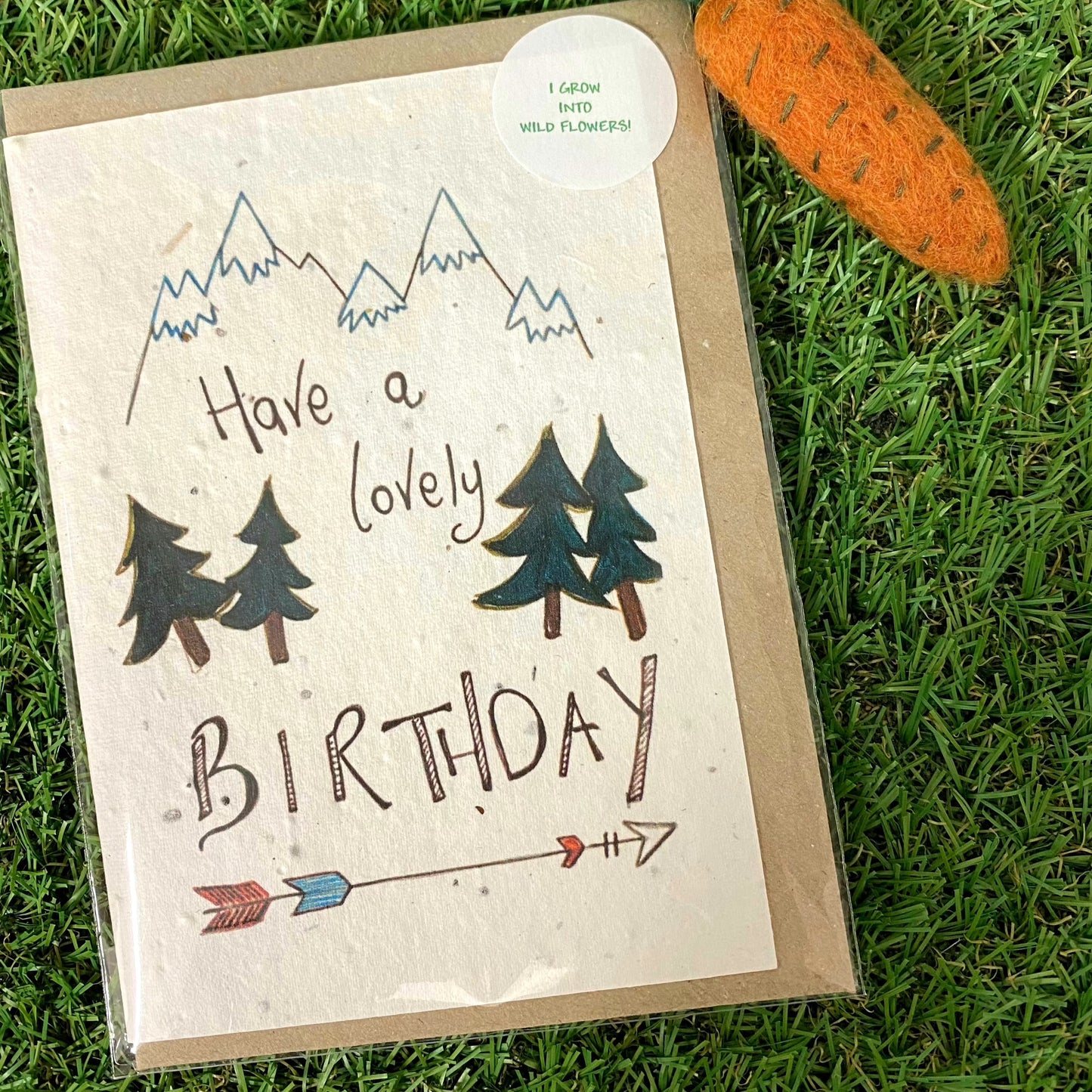 Seed Paper Greeting Card, Mountains & Trees Happy Birthday