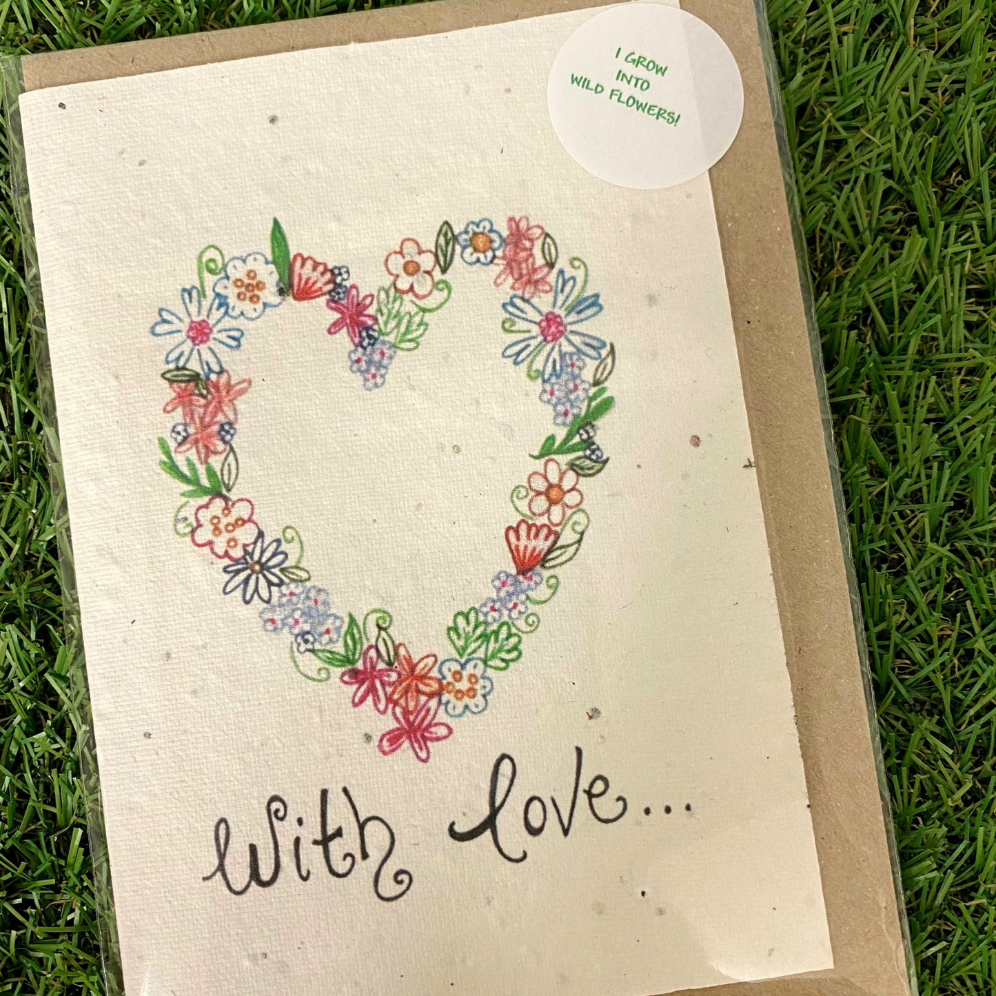 Seed Paper Greeting Card, Heart With Love