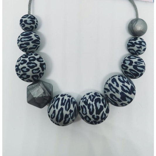 Grey Leopard print Nursing/teething necklace