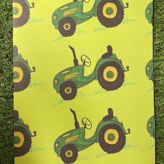 Exclusive Posh Recycled Single Sided Wrapping Paper, 700 x 500mm, Green Tractor