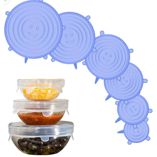 Reusable Silicone Stretchy Food Container Lids x6