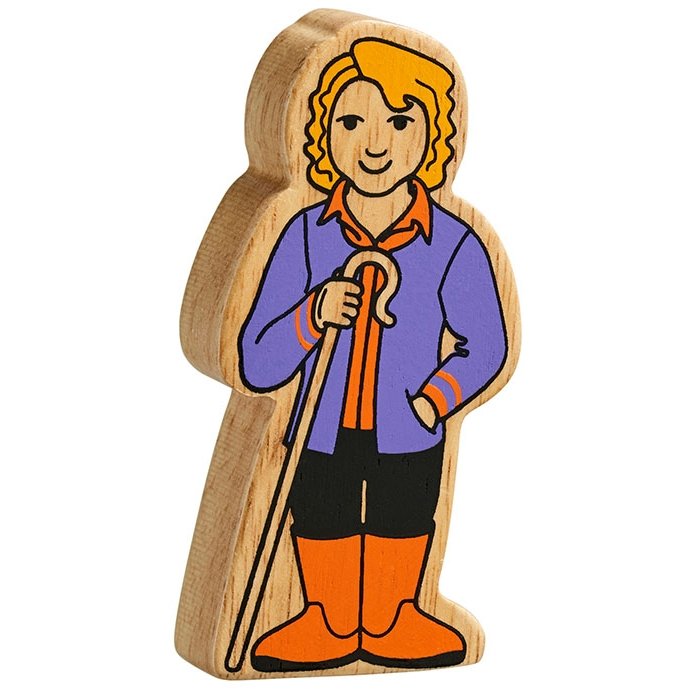 Natural Wooden Purple & Orange Farm Lady