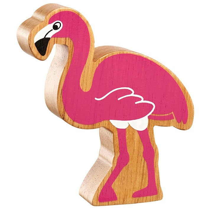 Natural Wooden Pink Flamingo