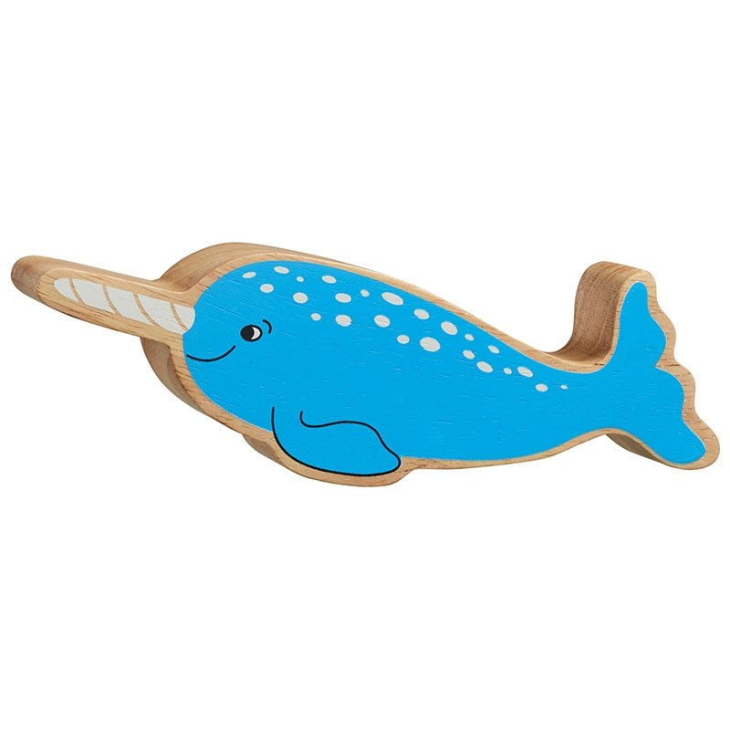 Natural Wooden Blue Narwhal