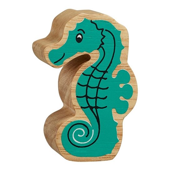 Natural Wooden Turquoise Seahorse
