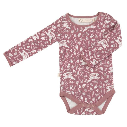 Long Sleeved Body, All Over Print, Rose Hares